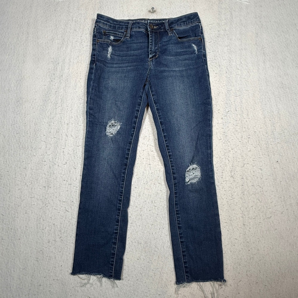 Articles of Society Sarah Distressed Skinny Jeans Dark Wash Raw Hem 27 5350PL